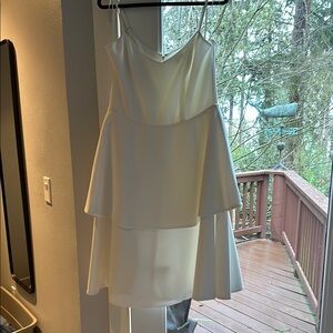 Dress The Population Elegant White Peplum Dress